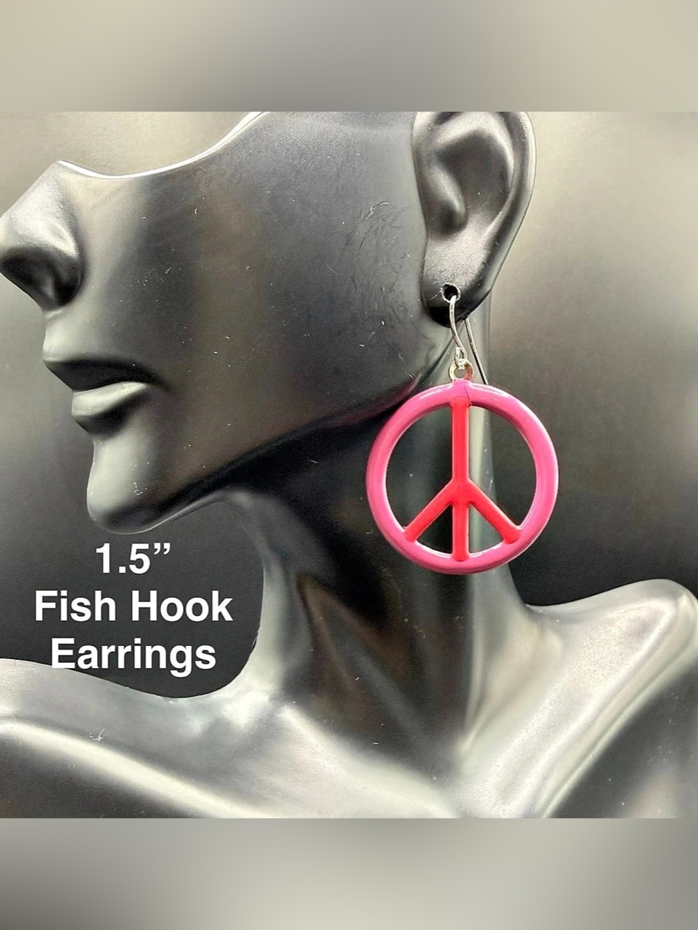 Pink Peace Sign Earrings
